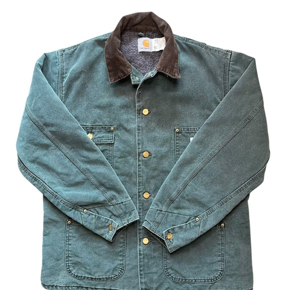 Vintage Men’s Carhartt Chore Coat C02 Moss Green Blanket Lined Made in USA Sz M - Picture 1 of 13